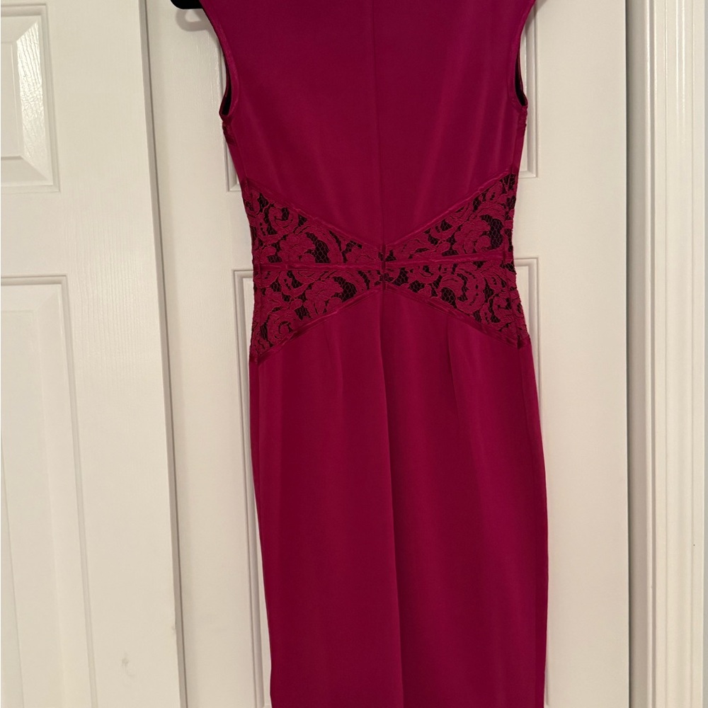 VENUS Red and Black Embellished Sheath Midi Dress